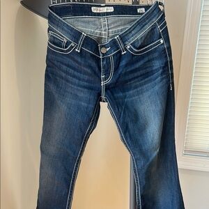 BKE Boot Cut Blue Jeans with Whiskering and Fading